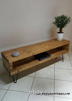 Industrial Hairpin Legs TV Stand/TV Unit/Rustic Handmade Furniture/Solid Wood