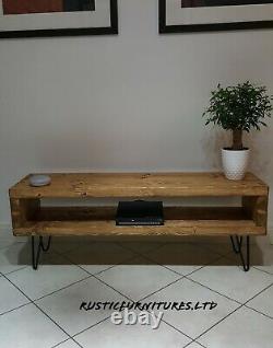 Industrial Hairpin Legs TV Stand/TV Unit/Rustic Handmade Furniture/Solid Wood