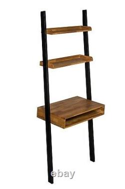 Industrial Laptop Desk / Oak Writing Desk / Solid Wood Ladder Shelving Unit