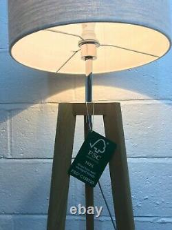 John Lewis Brace Floor Lamp Free Standing Tall Shade Light Lighting Modern Oak