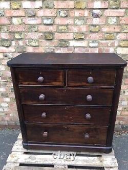 L(219) Antique Victorian Chest Of Drawers Commode Mahogany wood