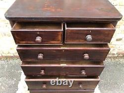 L(219) Antique Victorian Chest Of Drawers Commode Mahogany wood