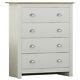 Large 4 Drawer Chest Soft Cream With Oak Top Traditional Style Cup Metal Handles
