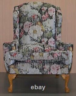 Large Claw & Ball Feet Sinclair Matthews Floral Upholstered Wingback Armchair