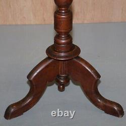 Large Edwardian Period English Solid Oak Side End Lamp Wine Occasional Table