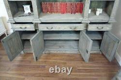 Large Estate Bookcase In Weathered Oak Finish With Ladder! Wood Bookcase