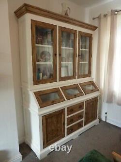 Large Farmhouse Style Kitchen Dresser In White & Oak Stain Kitchen Display