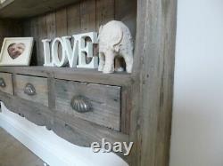 Large Farmhouse Wooden Wall Rack In A Weathered Oak Finish