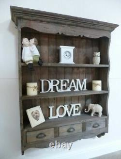 Large Farmhouse Wooden Wall Rack In A Weathered Oak Finish Brand New