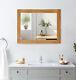 Large Mirror, Wooden Oak Framed Wall Mirror, Hanging Bathroom Mirror (108cm)