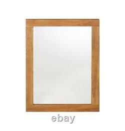 Large Mirror, Wooden Oak Framed Wall Mirror, Hanging Bathroom Mirror (108cm)