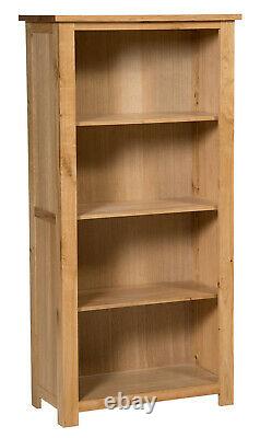 Large Oak Bookcase 4 Shelf Storage Tall Bookshelf Solid Wood Shelving Unit