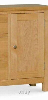 Large Oak Sideboard Solid Wood Light Oak 2 Door 3 Drawers Storage Cupboard New