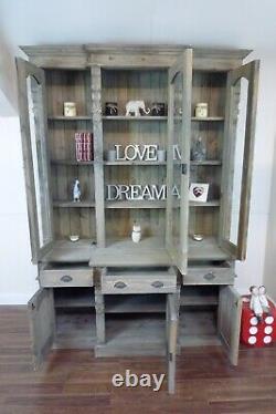 Large Rustic Bookcase In A Weathered Oak Finish Large Dresser/Bookcase