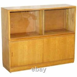 Large Sideboard Sized 1960's Simplex Honey Oak Stacking Bookcase Glass Doors