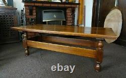 Large Vintage Solid Oak Coffee Table, 4.2ft Mid-Century Wooden Table 70's Retro