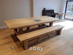 Large rustic English oak dining table reclaimed chunky solid furniture 16 seater