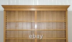 Light Oak Two Part Open Front Library Bookcase On Turned Feet Very Solid