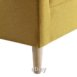 Linen Modern Accent Chair Armchair Lounge Couch Sofa Chair With Footstool Wood Leg