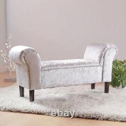 Linen/Velvet Bench Bed End Seat Pouf Pouffes Ottoman Stool Bedroom Lounge Bench