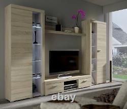 Living Room furniture set White Oak effect entertainment unit tv stand New