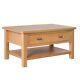 London Oak Coffee Table Large Light Solid Wooden Table With Storage Drawer Shelf