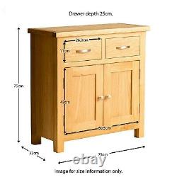 London Oak Mini Sideboard Cabinet Light Solid Wood Small Cupboard with Drawers