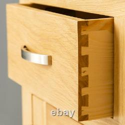 London Oak Mini Sideboard Cabinet Light Solid Wood Small Cupboard with Drawers