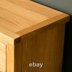 London Oak Small Sideboard Cabinet Light Solid Wood Cupboard 2 Doors & Drawers