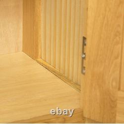 London Oak Small Storage Cupboard Light Solid Wood 2 Door Hallway Cabinet Unit