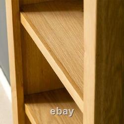 London Oak Tall Slim Bookcase Light Solid Wood Narrow 5 Book Shelf Display Unit