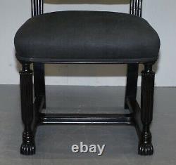 Lovely Pair Of Eichholtz Occasional Chairs Ebonised Frames Grey Linen Upholstery