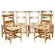 Lovely Suite Of Six Circa 1860 Dutch Ladder Back Oak Rush Seat Dining Chairs 6