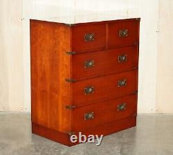 Lovely Vintage Rich Golden Brown Oak Military Campaign Chest Of Drawers
