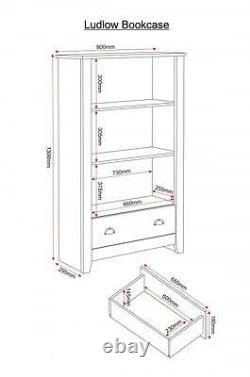 Ludlow White & Oak Effect 1 Drawer Bookcase