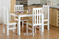Ludlow White & Oak Effect 4 Seater Dining Set, Table & 4 Chairs New