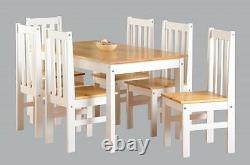 Ludlow White & Oak Effect 6 Seater Dining Set, Table & 6 Chairs New