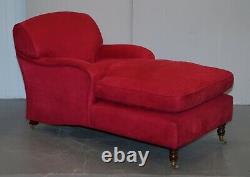 Luxurious Comfortable Red Velvet Signature Scroll Arm Chaise Lounge Armchair
