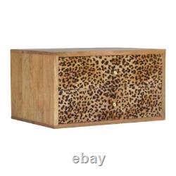 Luxury Oak Wood Minimalist Leopard Print Wall Mounted Home Bedroom Bedside Table