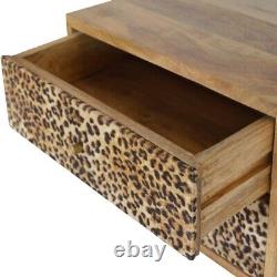 Luxury Oak Wood Minimalist Leopard Print Wall Mounted Home Bedroom Bedside Table