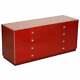 Mid Century Modern Oak & Bakelite Vintage Chest Of Drawers In Red Seriously Cool