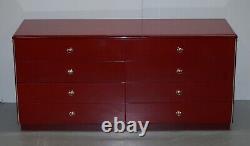 MID Century Modern Oak & Bakelite Vintage Chest Of Drawers In Red Seriously Cool