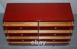 MID Century Modern Oak & Bakelite Vintage Chest Of Drawers In Red Seriously Cool