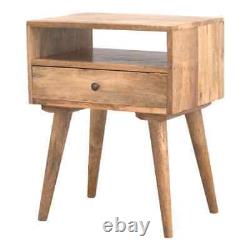 Mango Wood Bedside Table Cabinet 1 Drawer Wooden Small Nightstand Nordic Fogel