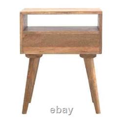 Mango Wood Bedside Table Cabinet 1 Drawer Wooden Small Nightstand Nordic Fogel