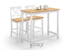 Marlow Bar Set Table and 2 Bar Chair Stools in Oak and Ivory