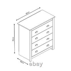 Matt Grey & Light Oak 4 Drawer Chest Traditional Bedroom Home Office Furniture
