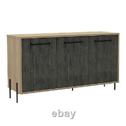 Medium Sideboard With 3 Doors Washed Oak And Carbon Grey Oak Effect