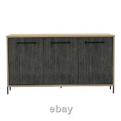 Medium Sideboard With 3 Doors Washed Oak And Carbon Grey Oak Effect