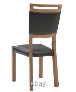 Modern Dining Room Chair Oak Solid Wood Frame Black Eco Faux Leather Padded Gent